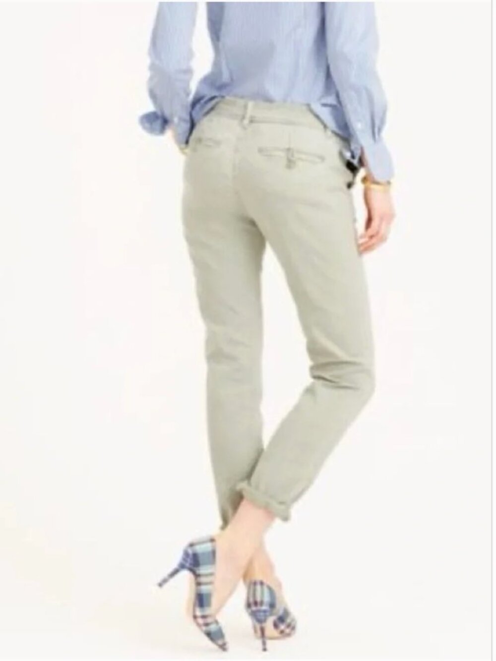 J Crew Sunday Slim Chino Pant In Washed Sage Green - Size 8 Petite - Picture 6 of 10